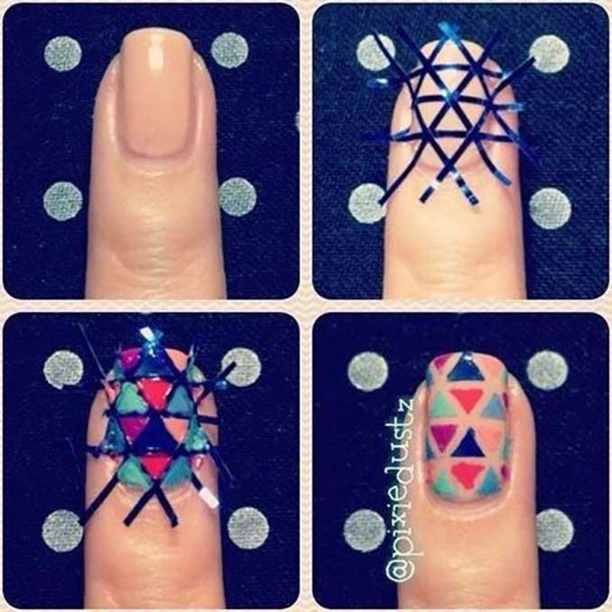 Triangle Nails - Simple Nail Art Tutorial For Short Nails