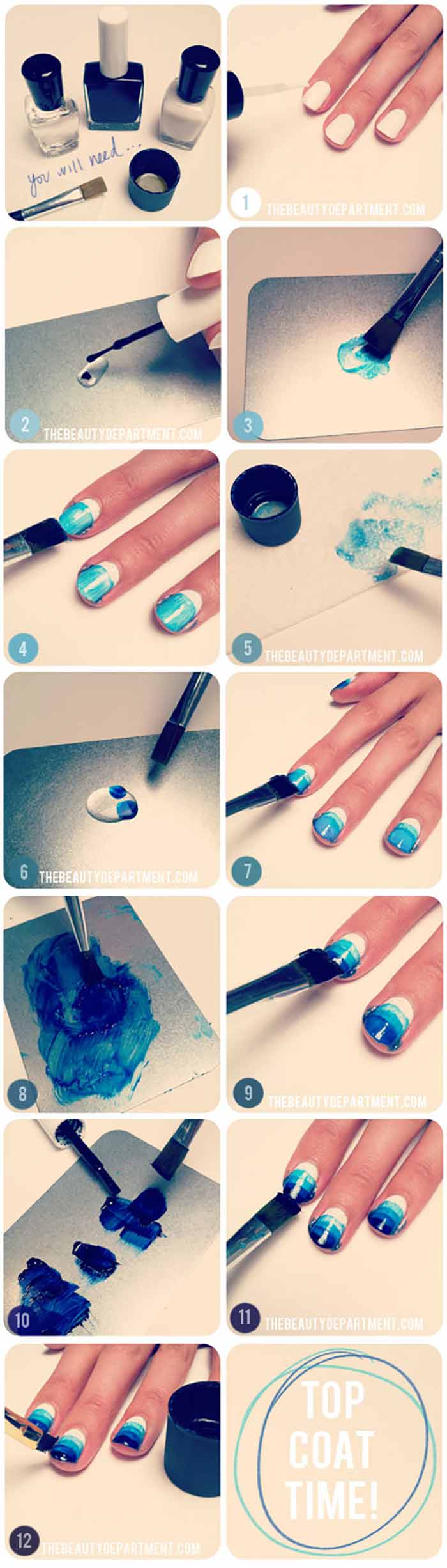 Blue Gradient - Short Nails Design 