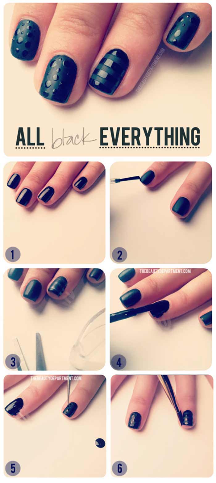 Black Out Nail Design for Short Nails