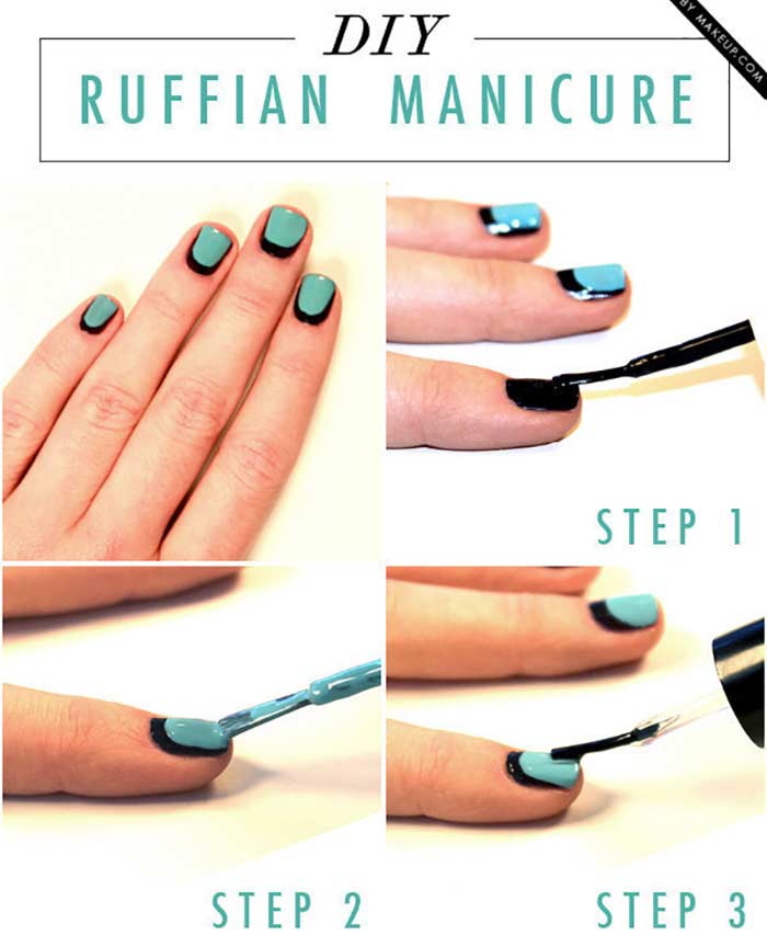 Ruffian Manicure Nail Art Tutorial - Cute Nail Design for Short Nails 