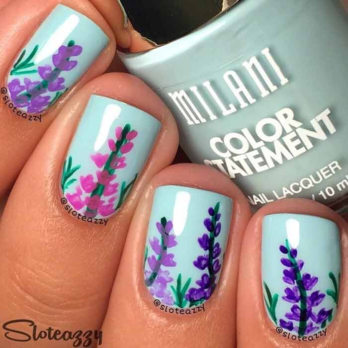 Wild Flowers Nail Art for Short Nails