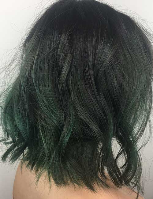 21. Emerald Hued Balayage On Black Hair