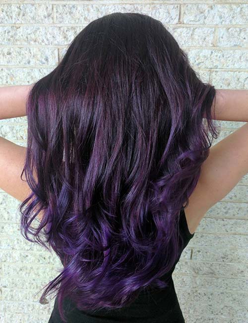 24. Eggplant Purple Balayage On Black Hair
